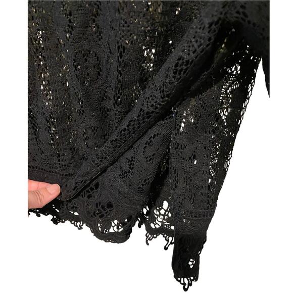 Forever 21 Black Lace Long Sleeve Top Small Sheer Whimsigoth Goth Vamp Witchy - Picture 5 of 6